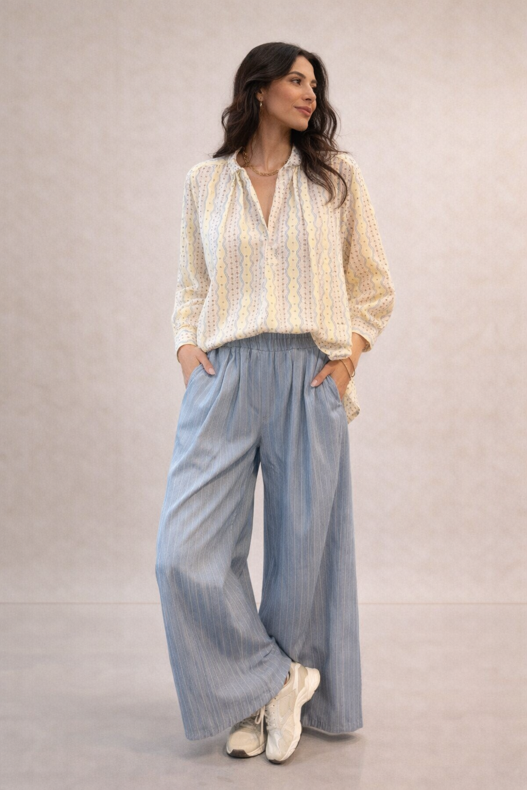 PANTALON LARGE A RAYURES JOHANNA PARIS