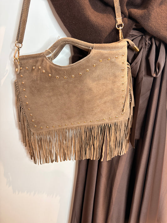 SAC  FRANGES TAUPE