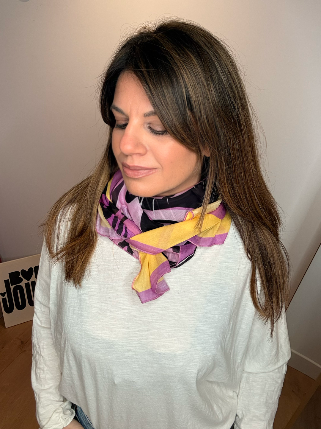 FOULARD TIGER VIOLET ET JAUNE