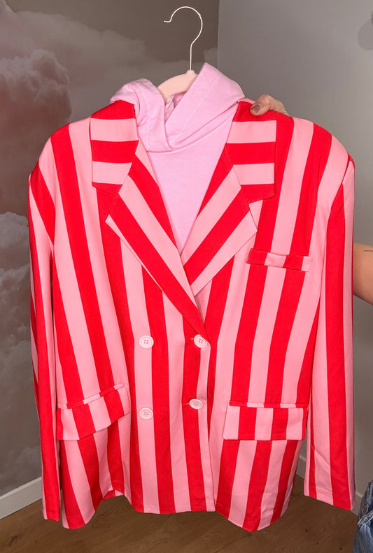BLAZER RAYURES ROUGE ET ROSE