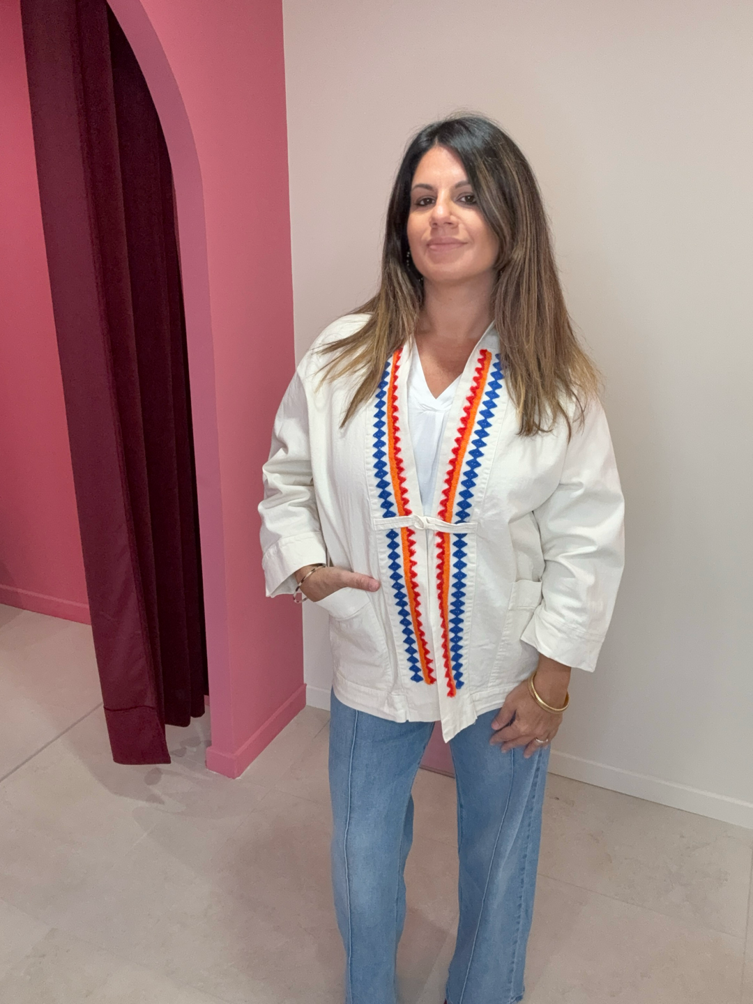 VESTE BOHÈME BRODÉE ÉCRUE JOHANNA PARIS