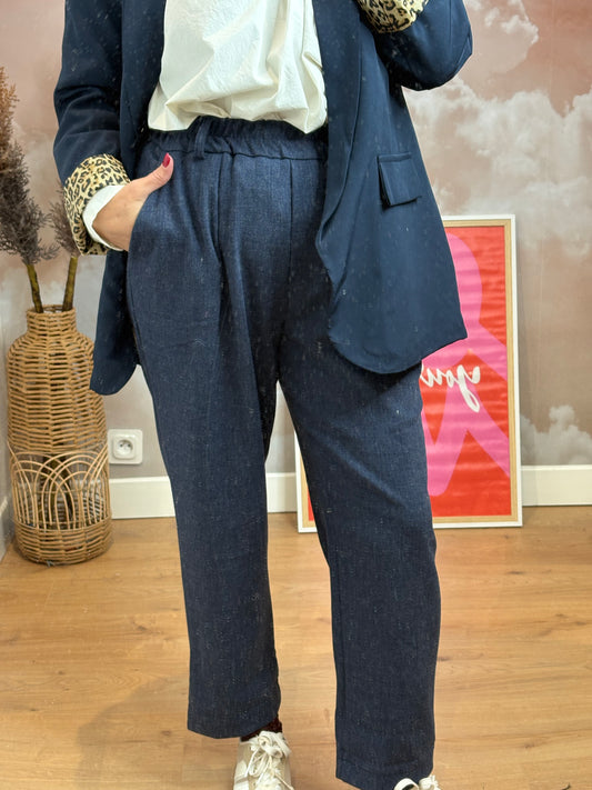 PANTALON A PINCES BLEU