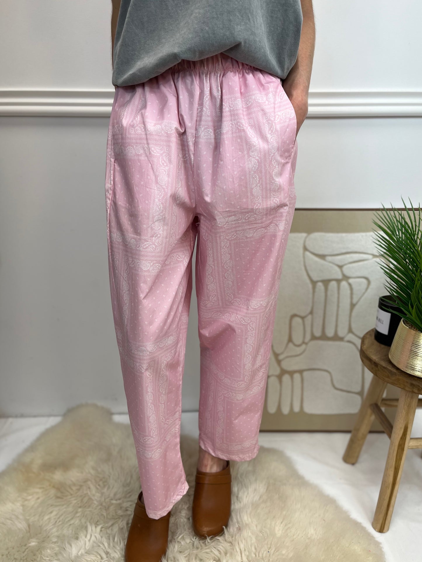 PANTALON ROSE BANDANA