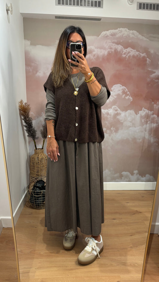 Robe longue taupe