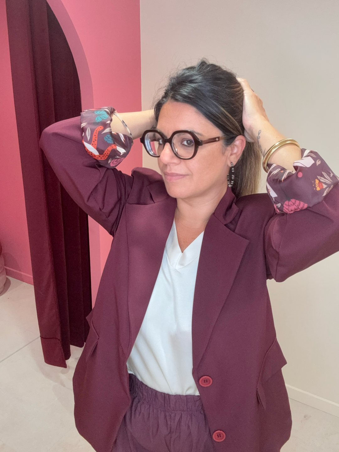 BLAZER PRUNE AVEC DOUBLURE À IMPRIMÉS