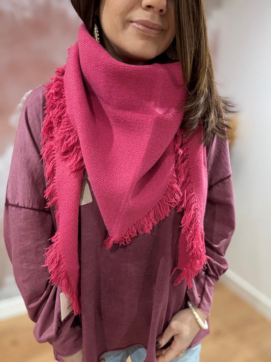 Écharpe à franges rose