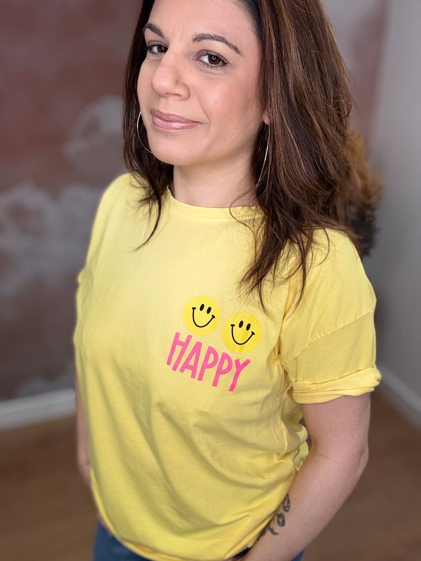T-SHIRT HAPPY JAUNE