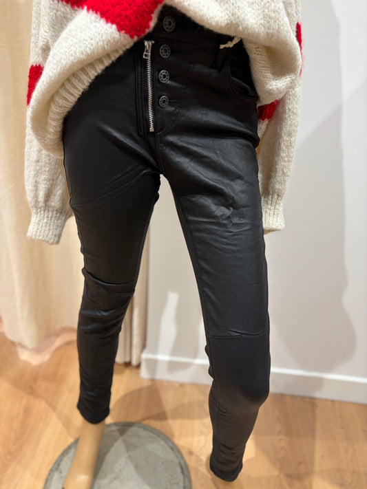 Pantalon simili cuir noir