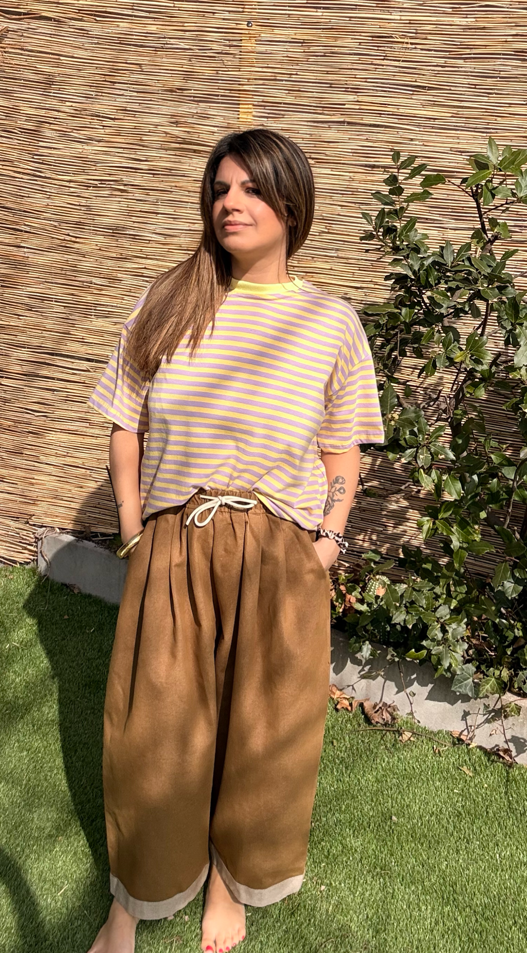 T SHIRT MARINIÈRE JAUNE ET LILAS JOHANNA PARIS