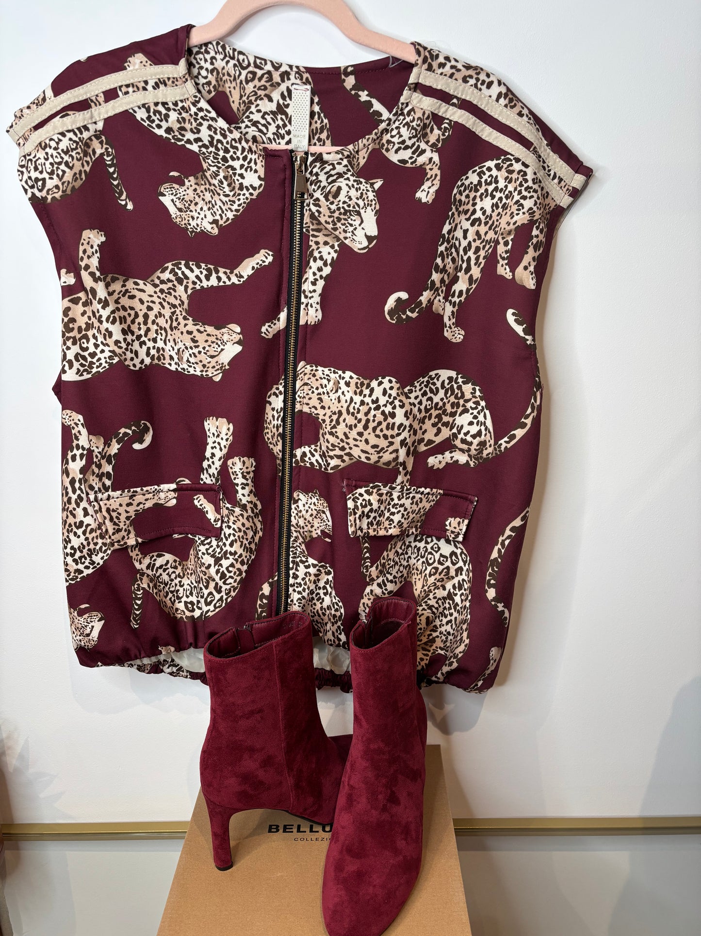 GILET LEOPARD BORDEAUX
