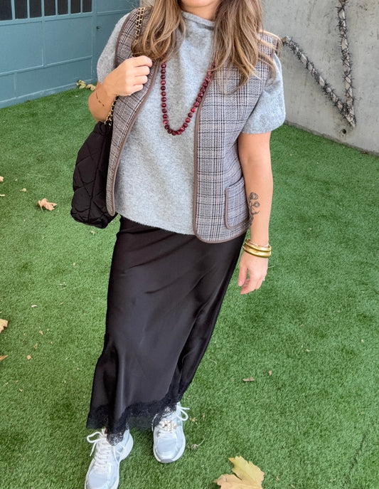 JUPE LONGUE NOIRE SATIN