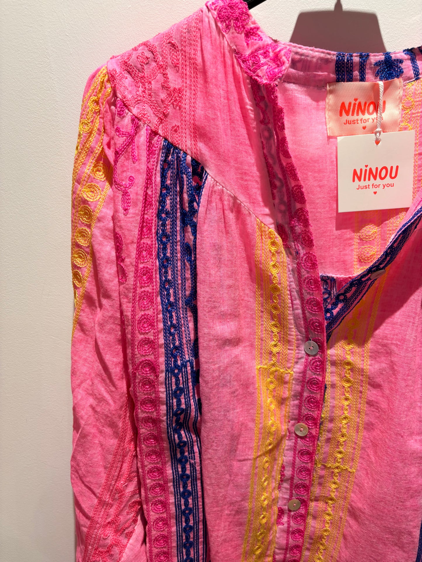 BLOUSE ROSE ET MARINE