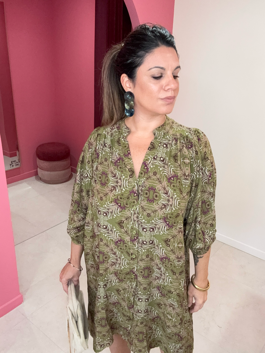ROBE CHEMISE IMPRIMÉE OLIVE