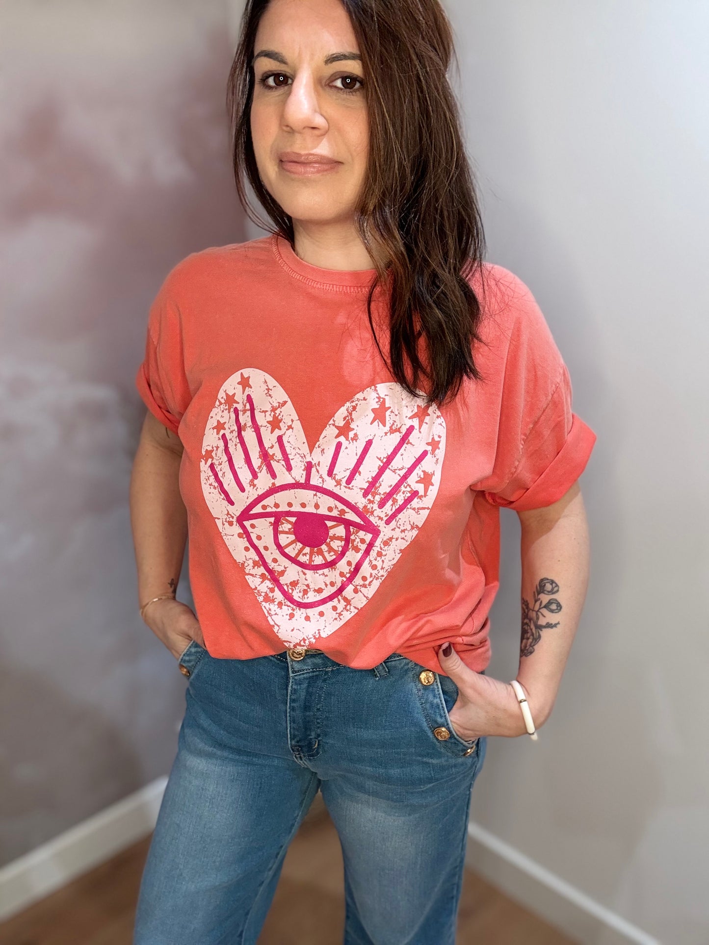 TEE- SHIRT CORAIL CŒUR ŒIL