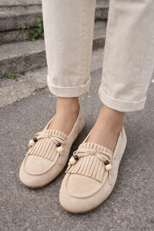 MOCASSINS FEMME BEIGE DAIM