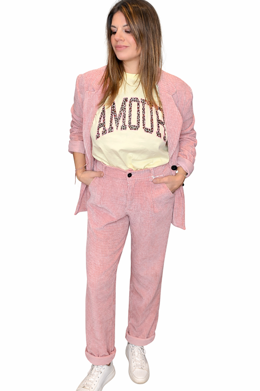PANTALON ROSE VELOURS