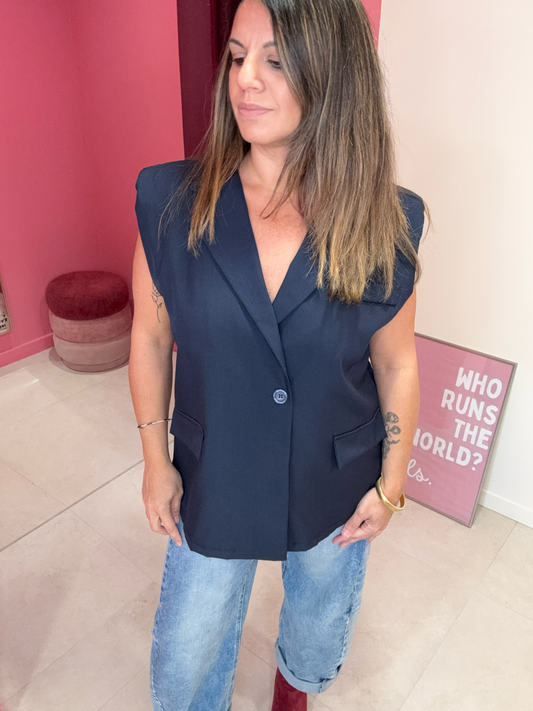 BLAZER SANS MANCHES MARINE