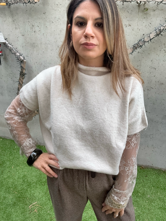 TOP GUIPURE BEIGE