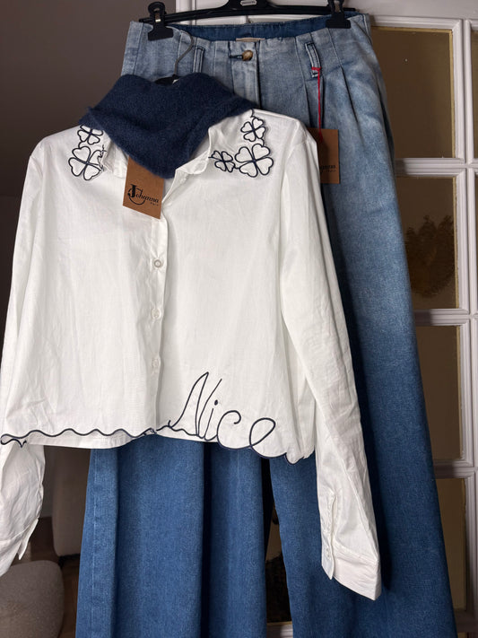 CHEMISE BLANCHE ET MARINE  JOHANNA PARIS