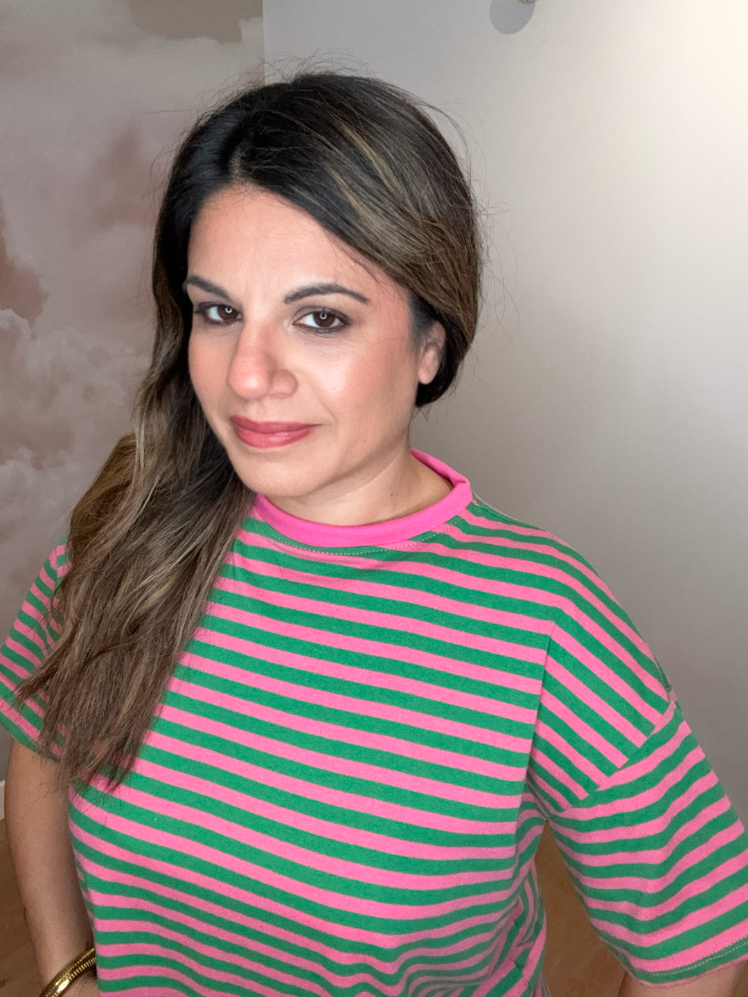 T-SHIRT RAYÉ ROSE ET VERT JOHANNA PARIS