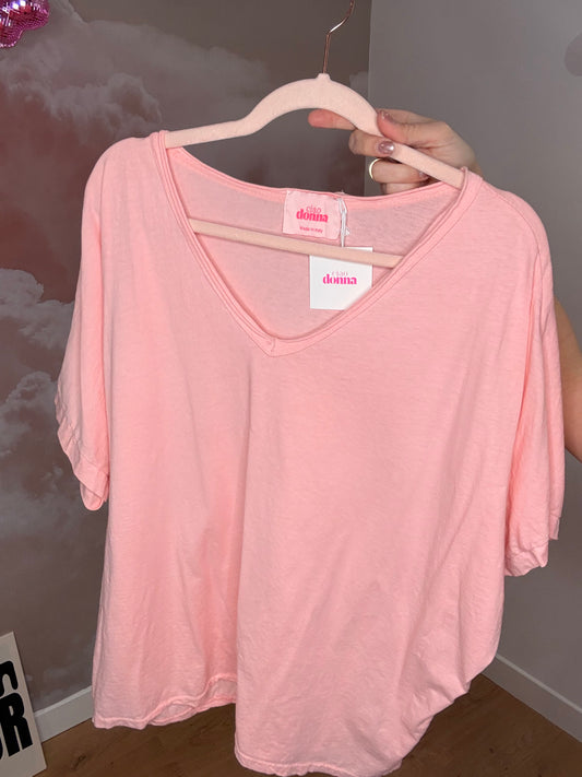 T-SHIRT ROMEO COL V ROSE