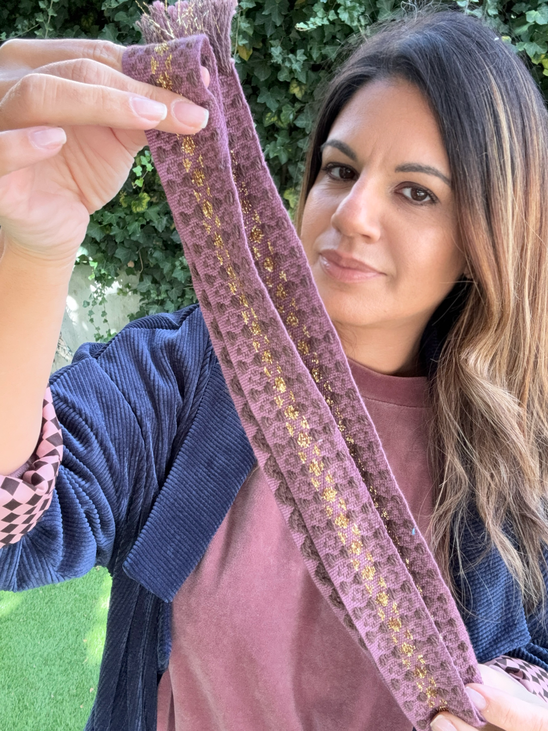 CEINTURE TISSÉE PRUNE / VIEUX ROSE