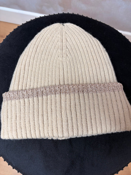 BONNET BEIGE LUREX