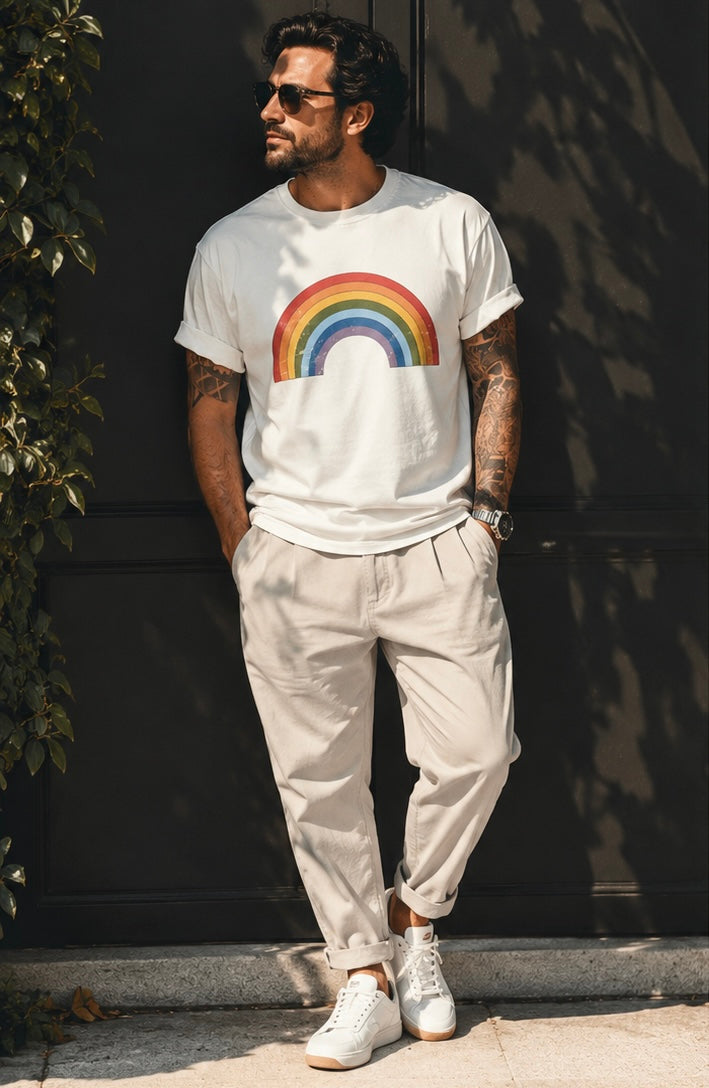 T-SHIRT RAINBOW BLANC HOMME