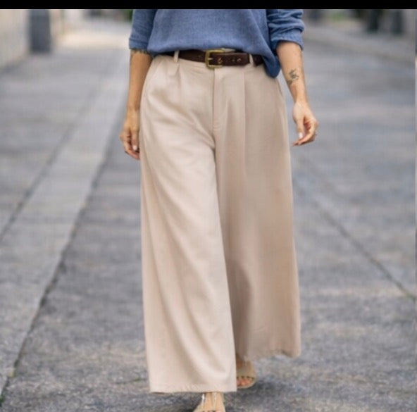 PANTALON LARGE ÉCRU