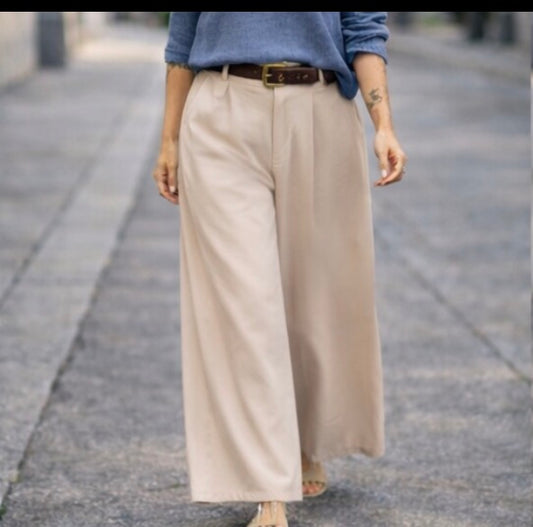 PANTALON LARGE ÉCRU