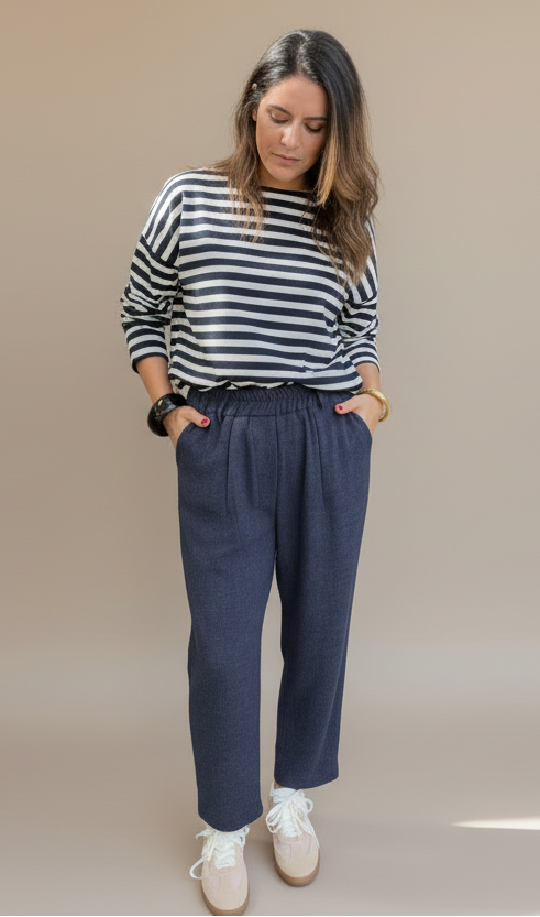 PANTALON A PINCES BLEU