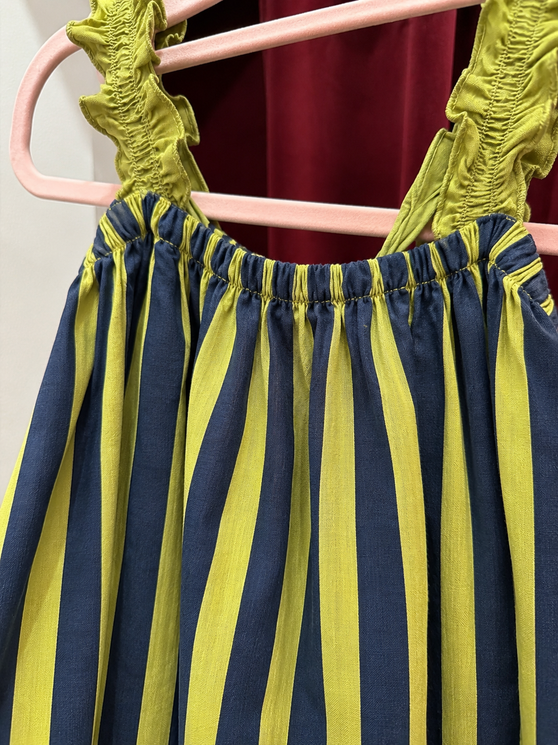 ROBE SMOCKS MARINE ET PISTACHE