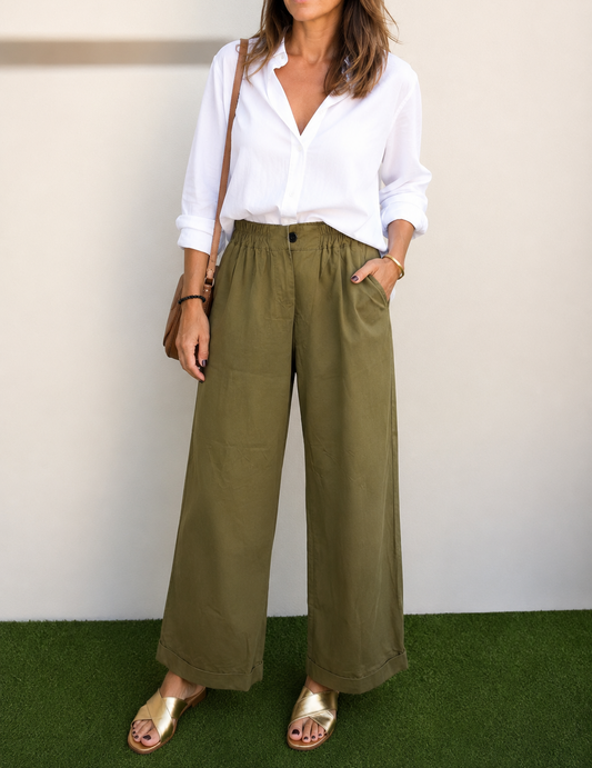 PANTALON TOILE OLIVE