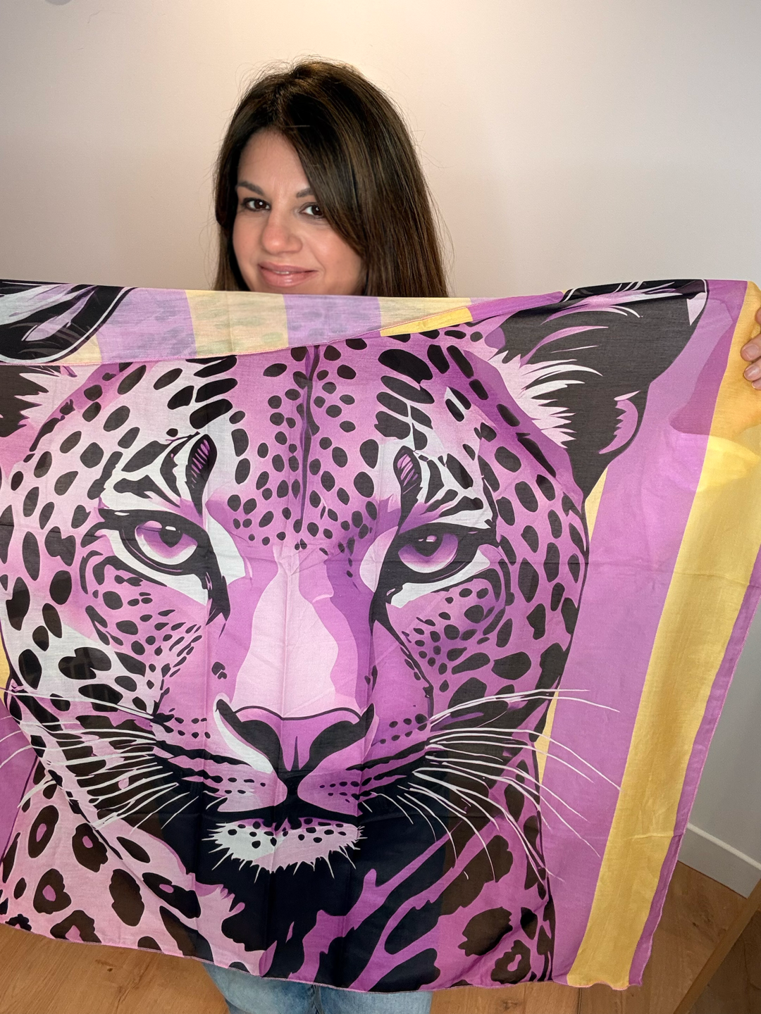 FOULARD TIGER VIOLET ET JAUNE
