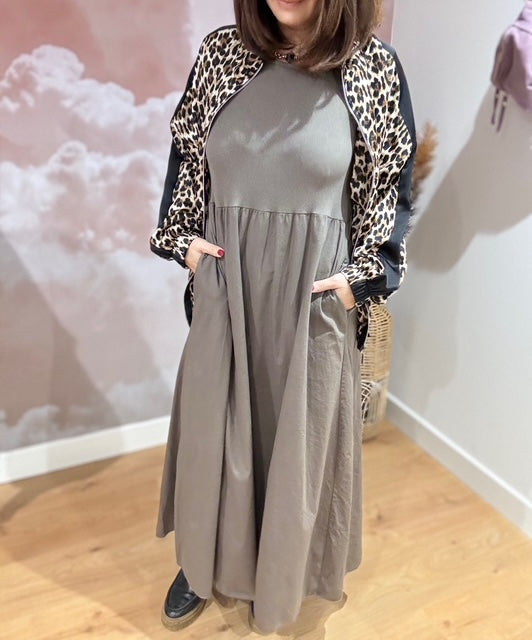 Robe longue taupe