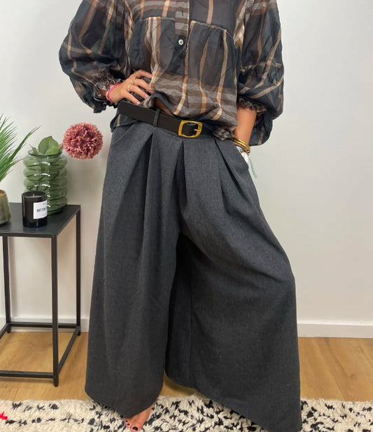 PANTALON LARGE GRIS