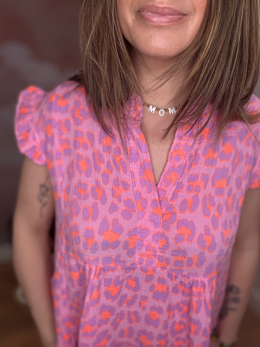 ROBE COURTE GAZE DE COTON VIOLET