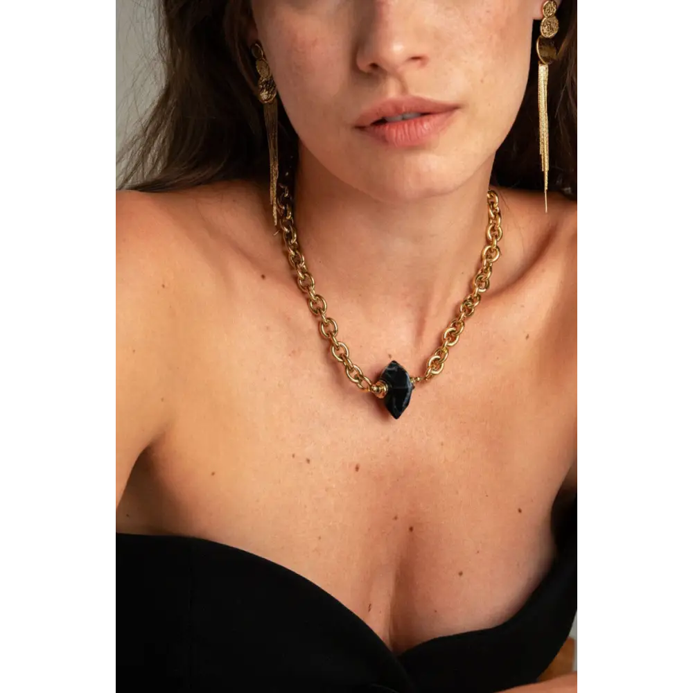 Collier pierre noire - collier