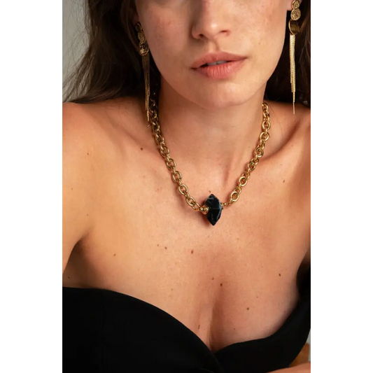 Collier pierre noire - collier