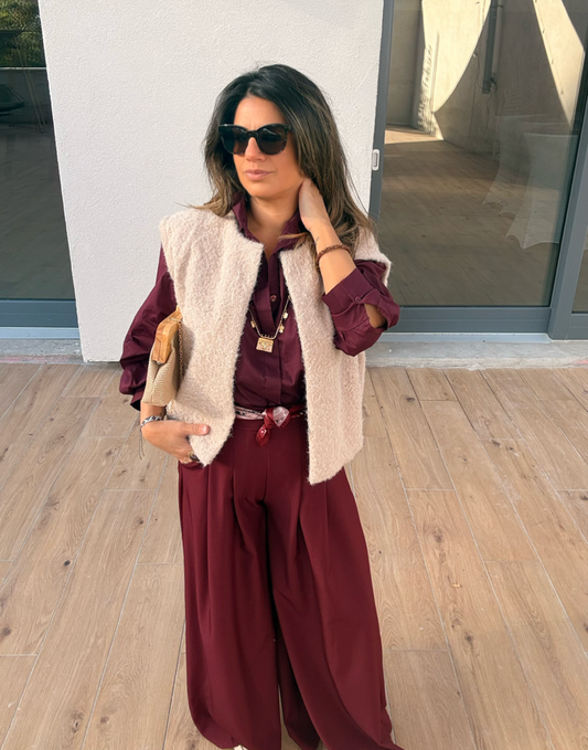 PANTALON LARGE BORDEAUX