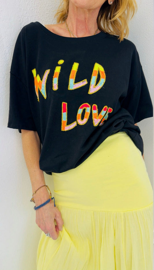 T-SHIRT NOIR WILD LOVE