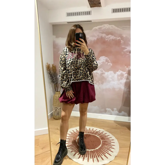 Mini jupe boule bordeaux